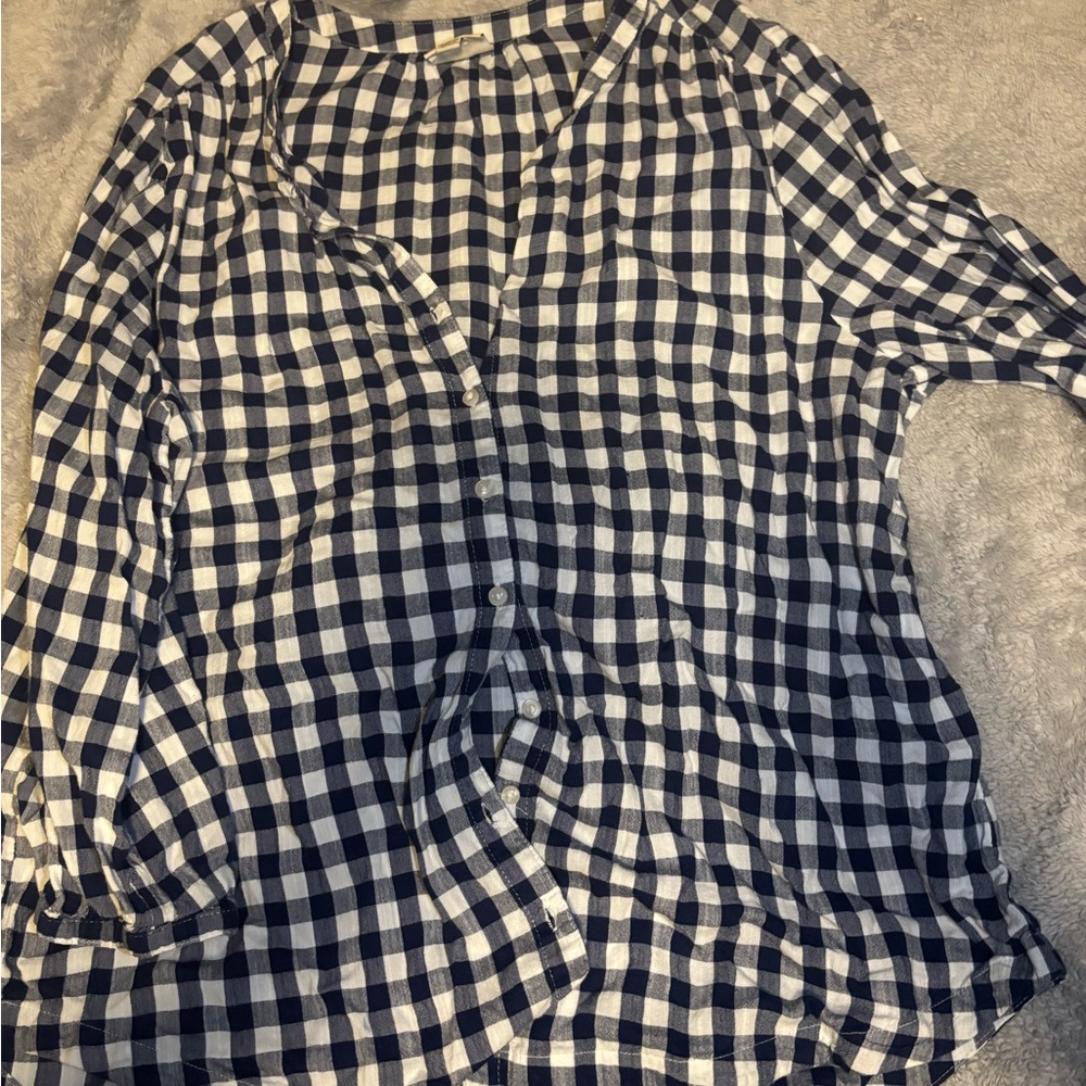 St. John's Bay Black and White Checkered Button Down Shirt